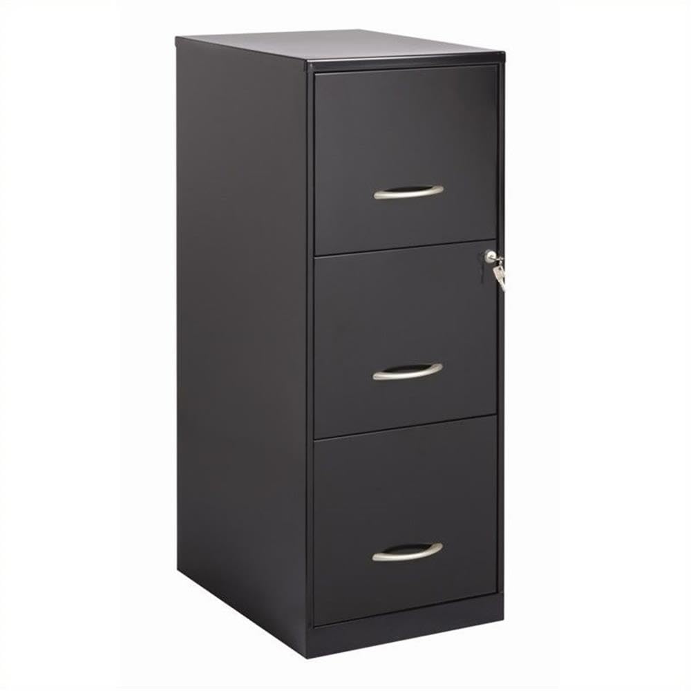 3 Drawer Black Metal Filing Cabinet I850