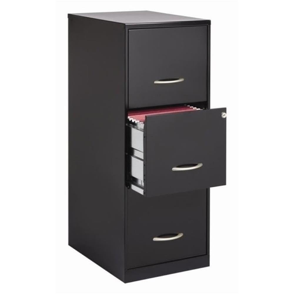 3 Drawer Black Metal Filing Cabinet I850