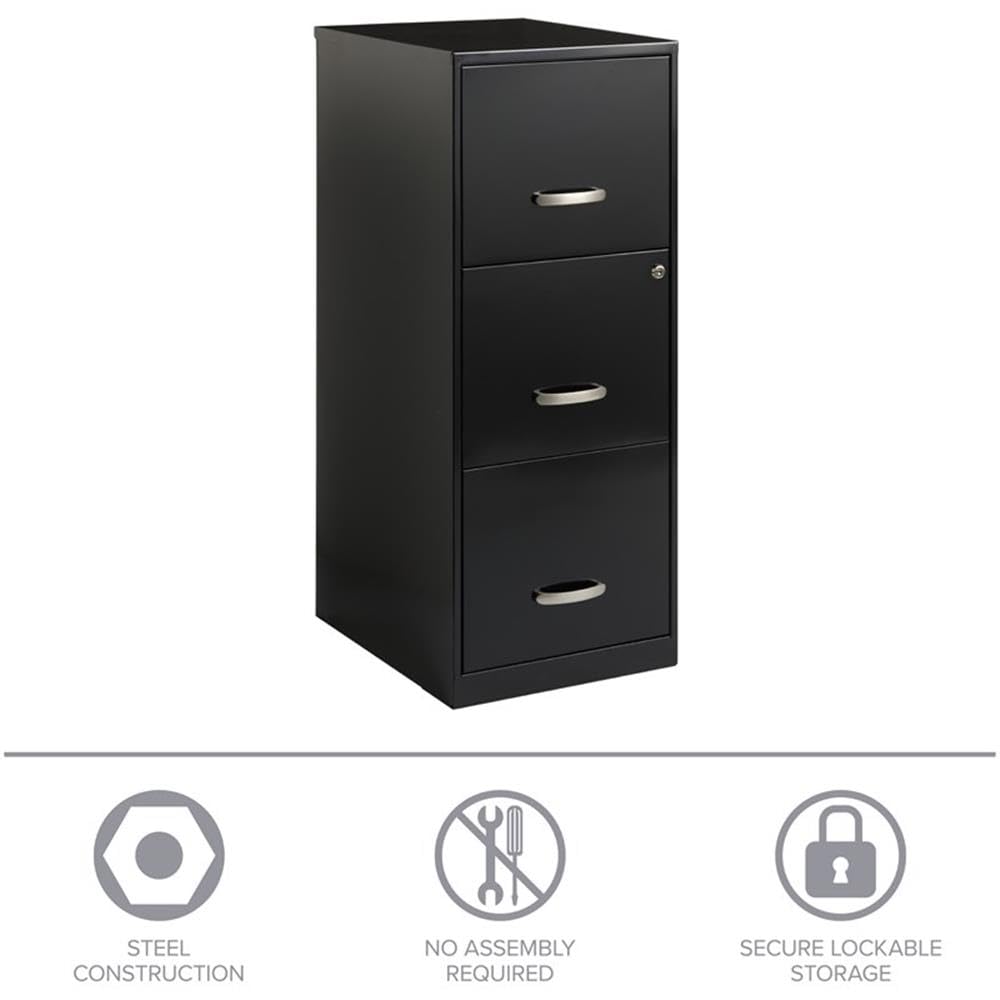 3 Drawer Black Metal Filing Cabinet I850