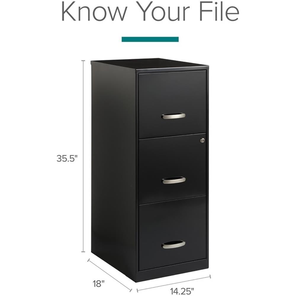 3 Drawer Black Metal Filing Cabinet I850