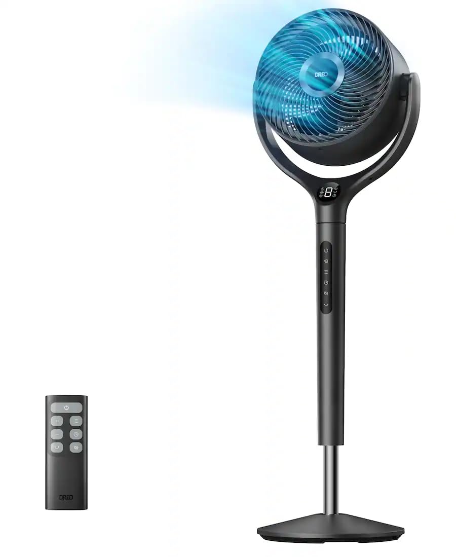 9 in. Adjustable Pedestal Floor Fan with Remote J58185