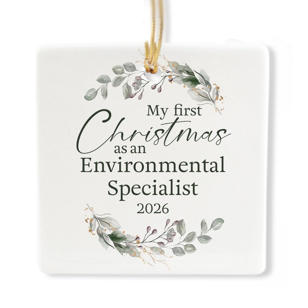 Ceramic 3-inch Square-Shaped Botanical Wreath Ornament R42078