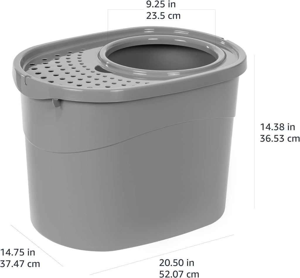 Large Top Entry Cat Litter Box with High Sides and Scoop T617
