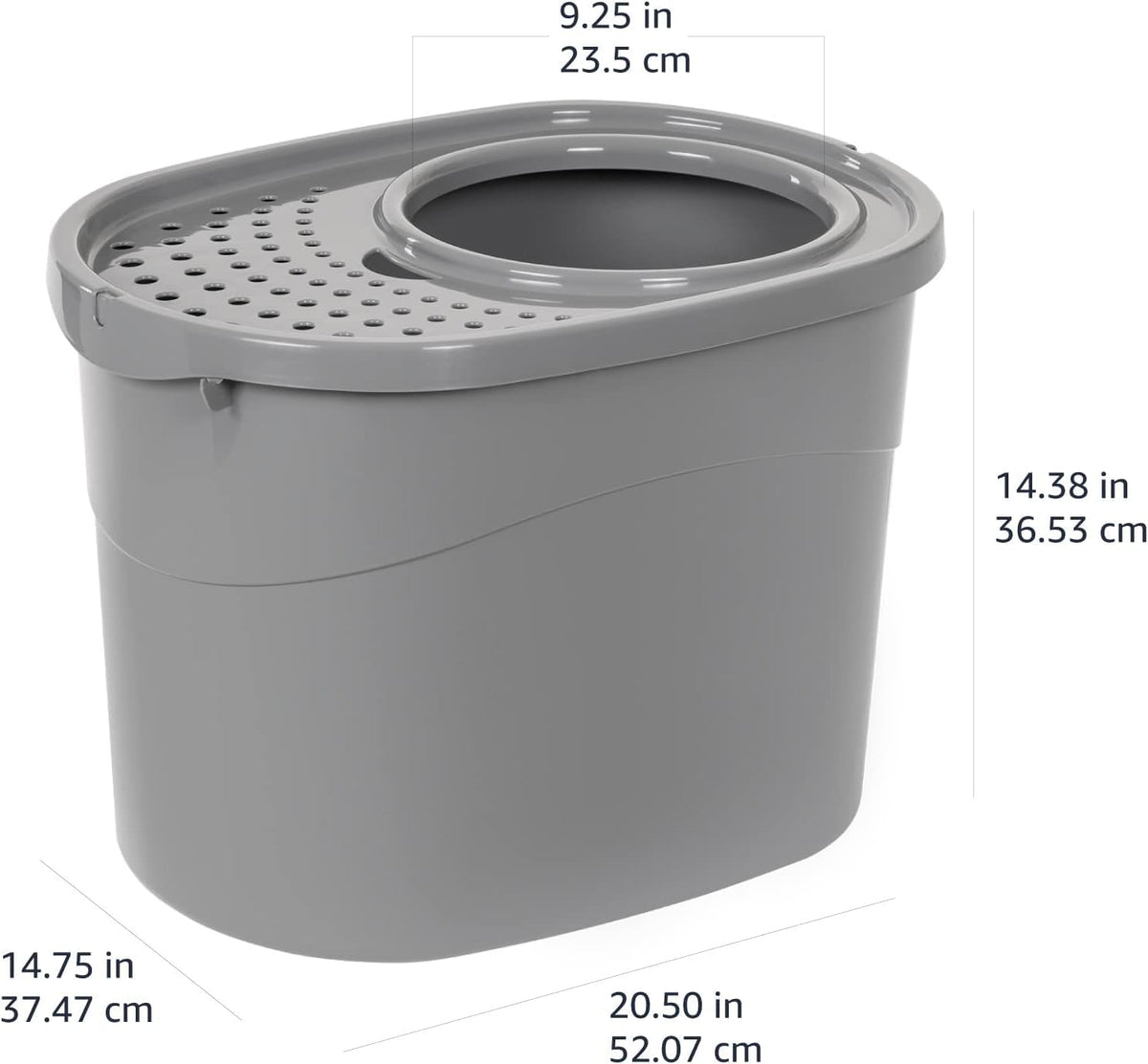 Large Top Entry Cat Litter Box with High Sides and Scoop T617