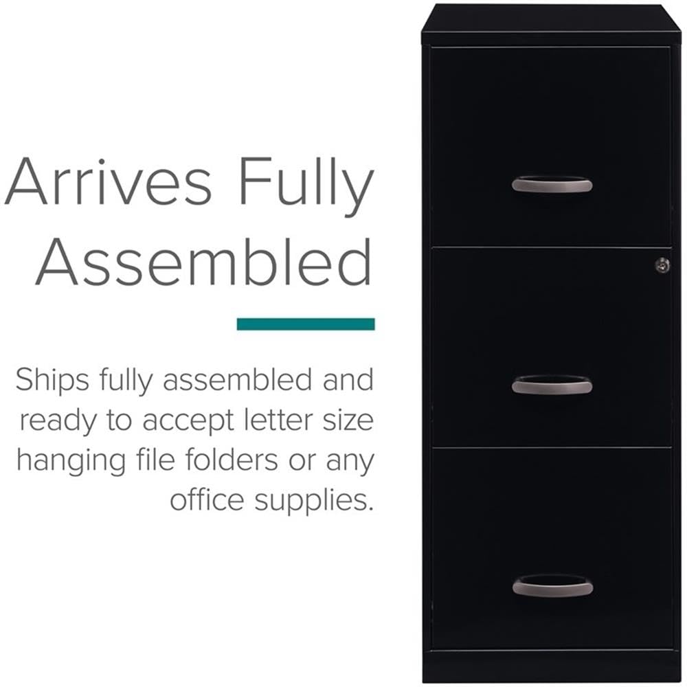 3 Drawer Black Metal Filing Cabinet I850