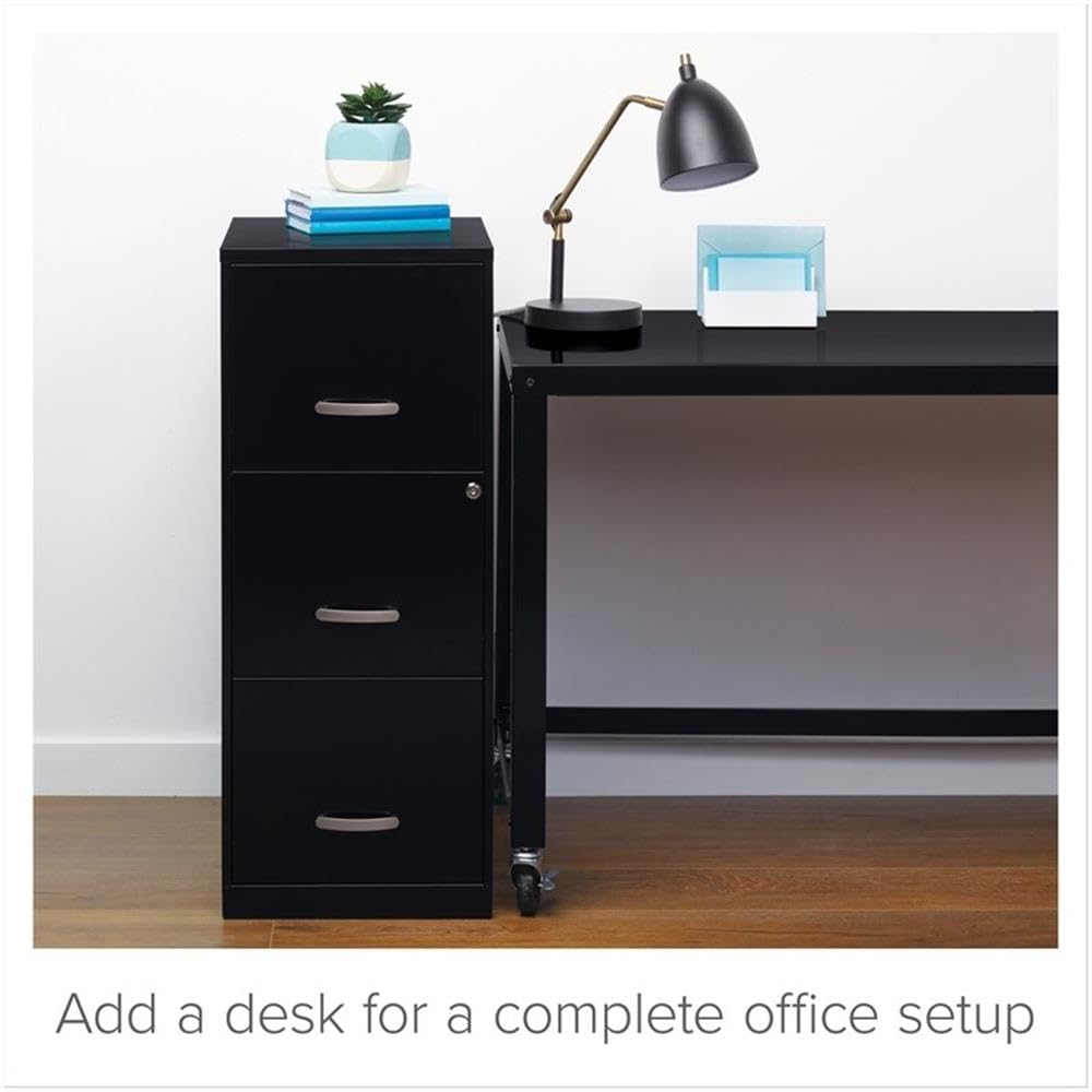3 Drawer Black Metal Filing Cabinet I850
