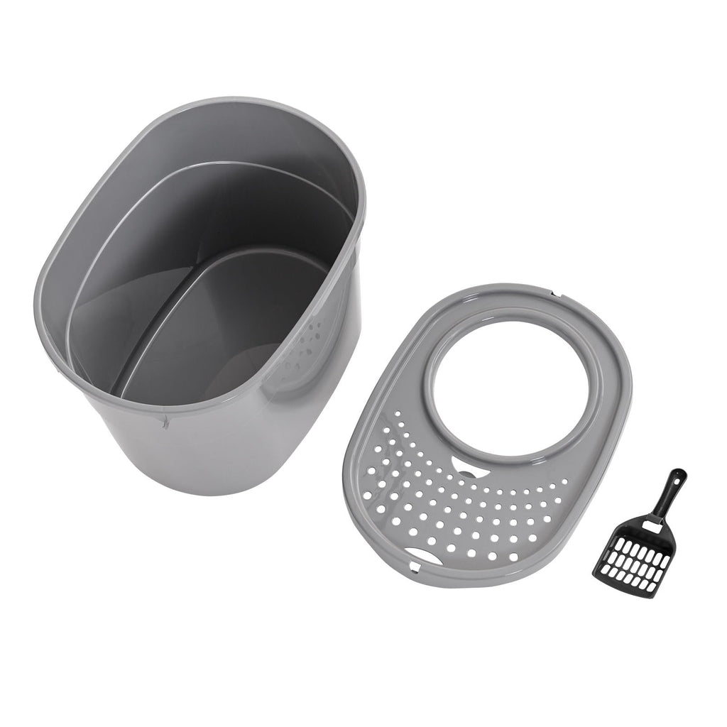 Large Top Entry Cat Litter Box with High Sides and Scoop T617