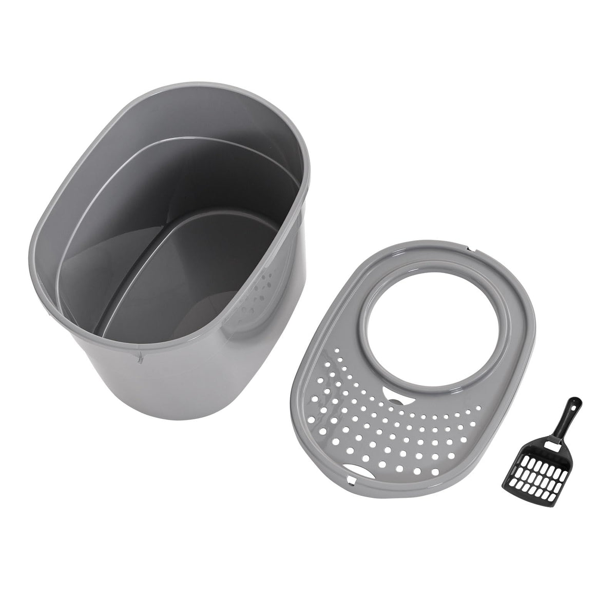 Large Top Entry Cat Litter Box with High Sides and Scoop T617