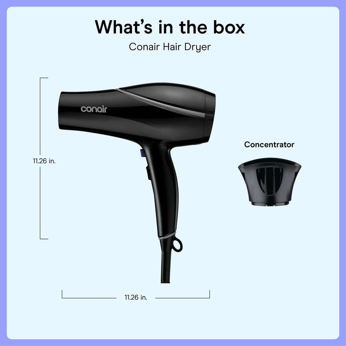 Black Ceramic Hair Dryer with Concentrator Attachment H7669