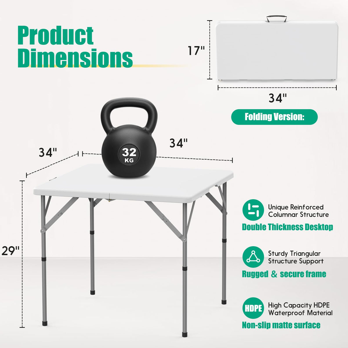Square Folding Card Table 2 Pcs M3329
