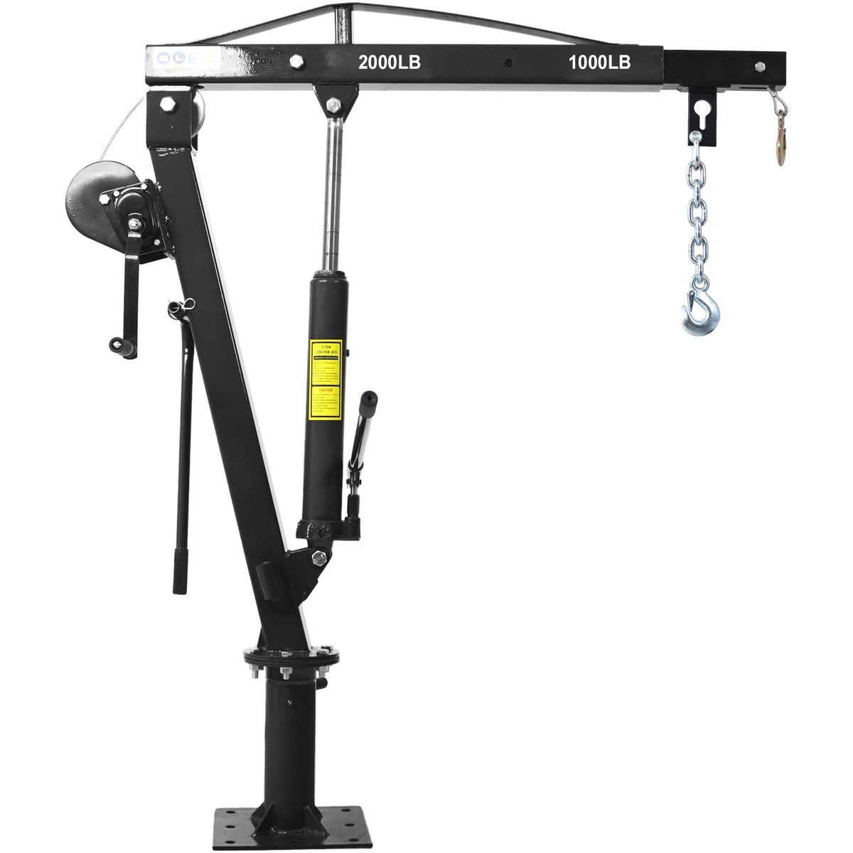 Hydraulic Pickup Truck Crane with Hand Winch, 2000-Lb. Capacity, Adjustable Boom, 360° Pivot G97292