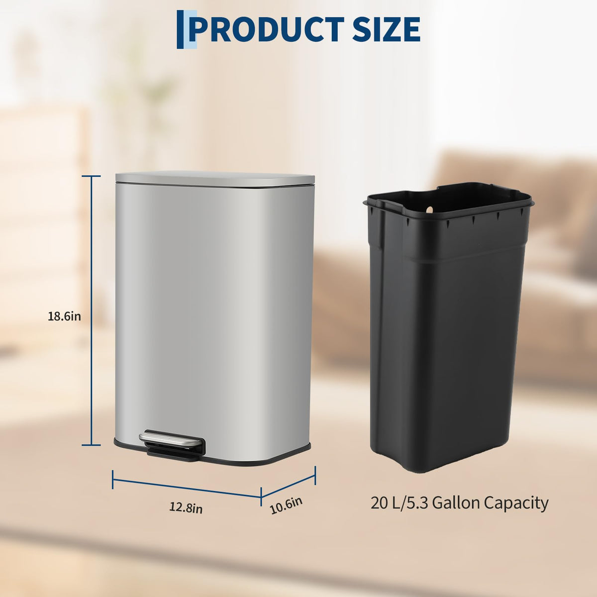 13.2 gal Stainless Steel Step Trash Can Y305