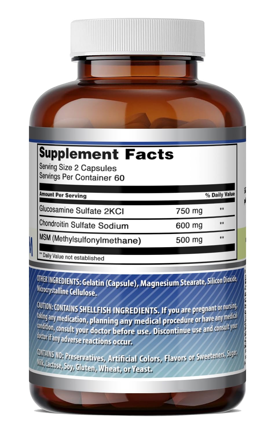 Glucosamine Chondroitin MSM 1850 mg Capsules Supplement P652536