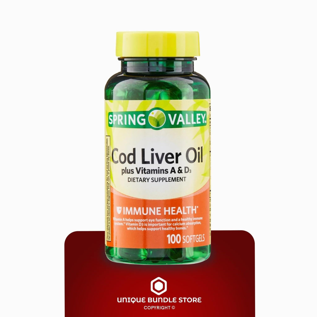 Cod Liver Oil Vitamins A & D3 100 Softgels Dietary Supplement Pack of 2 Q1187