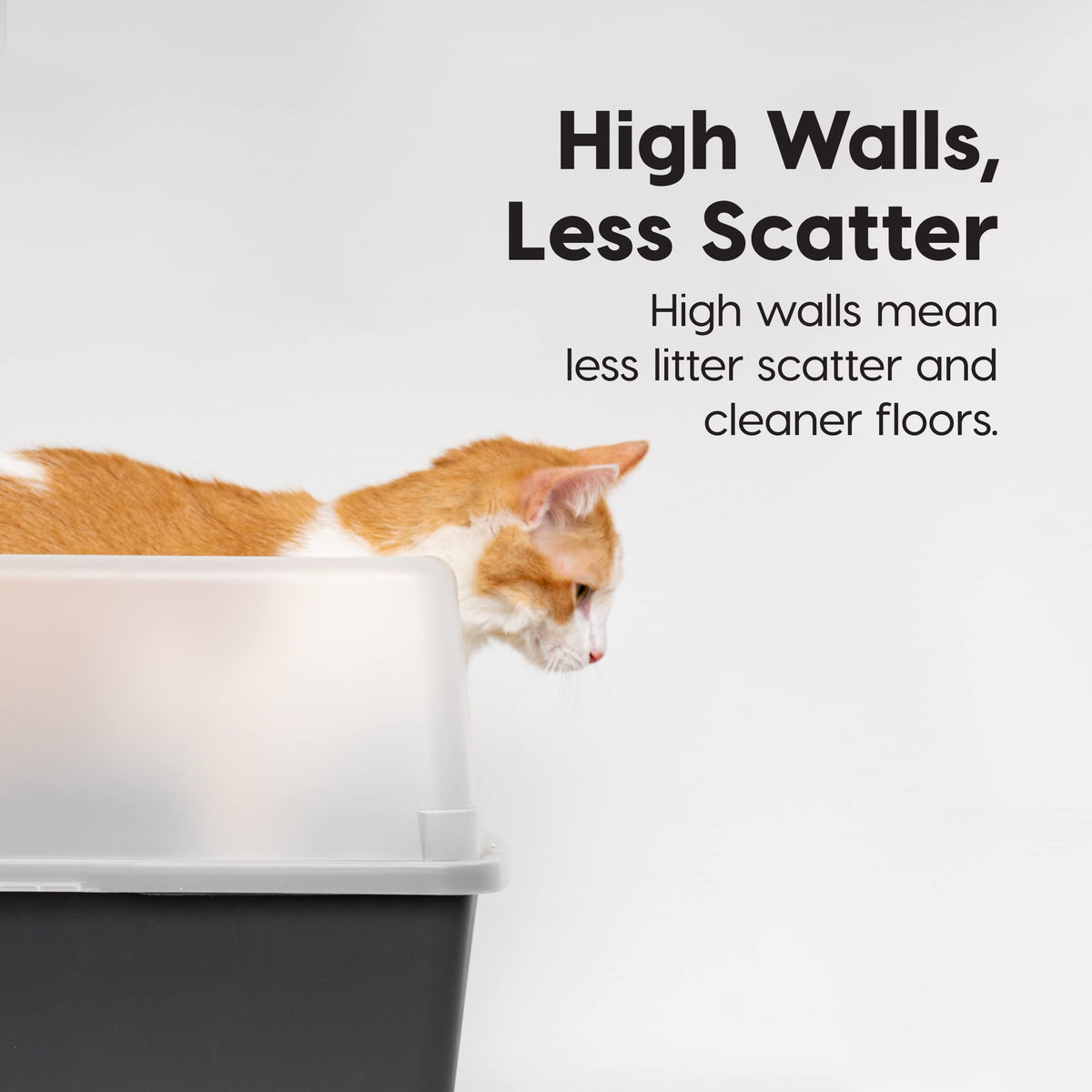 High Sided Cat Litter Box with Scatter Shield, Black M546