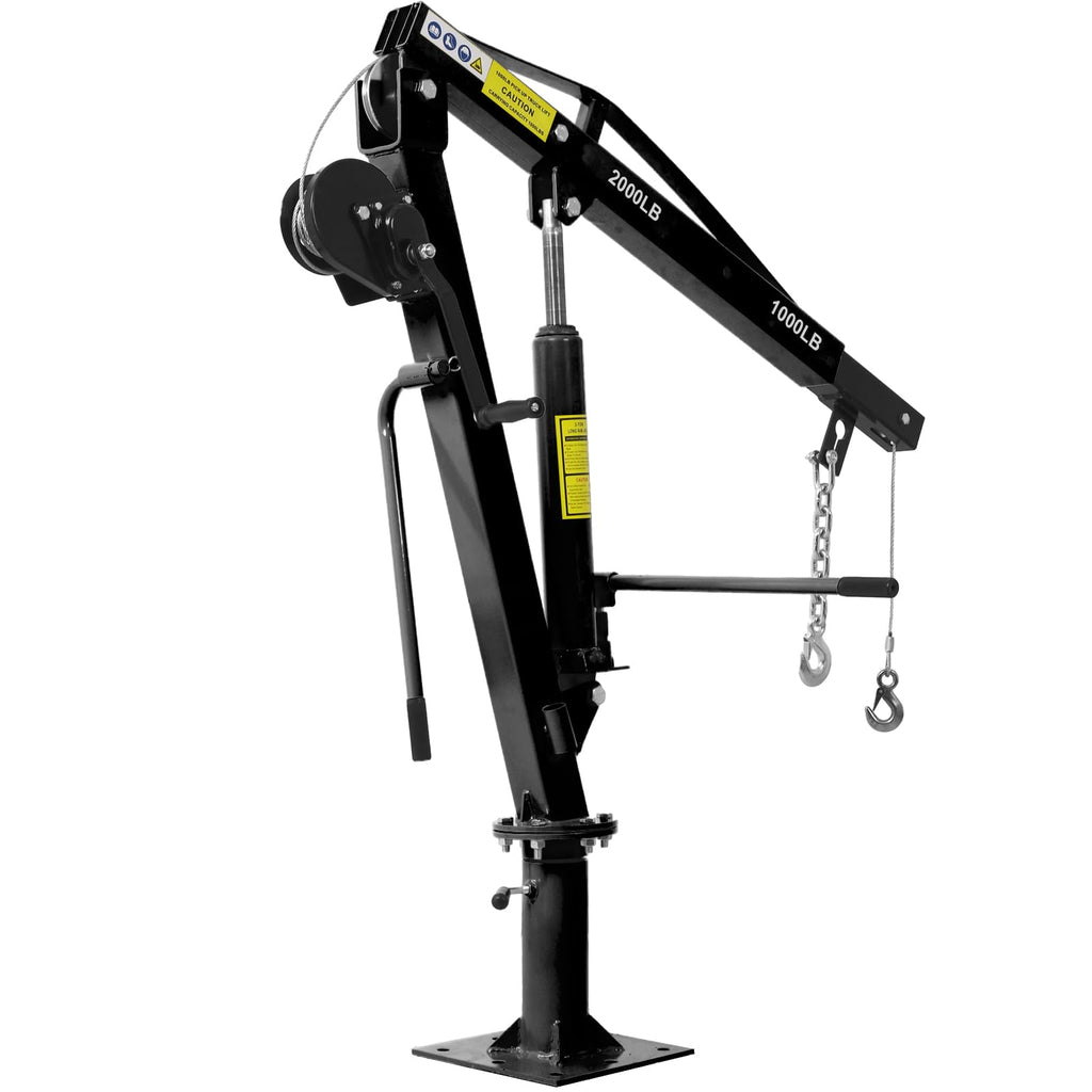 Hydraulic Pickup Truck Crane with Hand Winch, 2000-Lb. Capacity, Adjustable Boom, 360° Pivot G97292