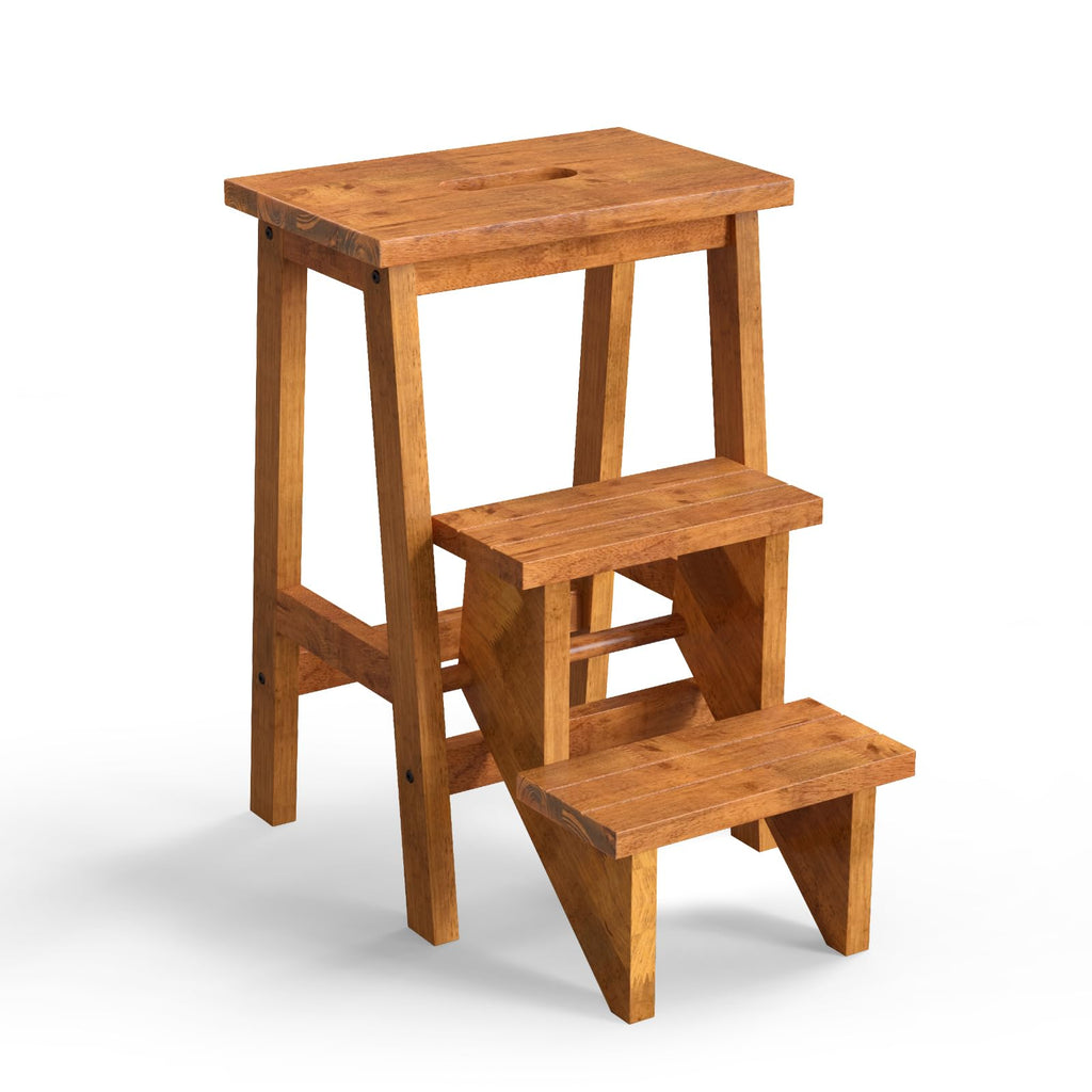 3 Tier Wood Step Ladder with Anti-Slip S3163