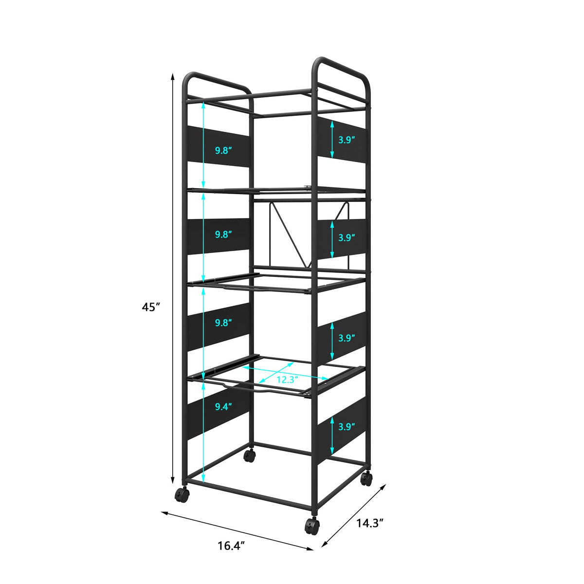4-Tier Metal File Cart with Wheels T999