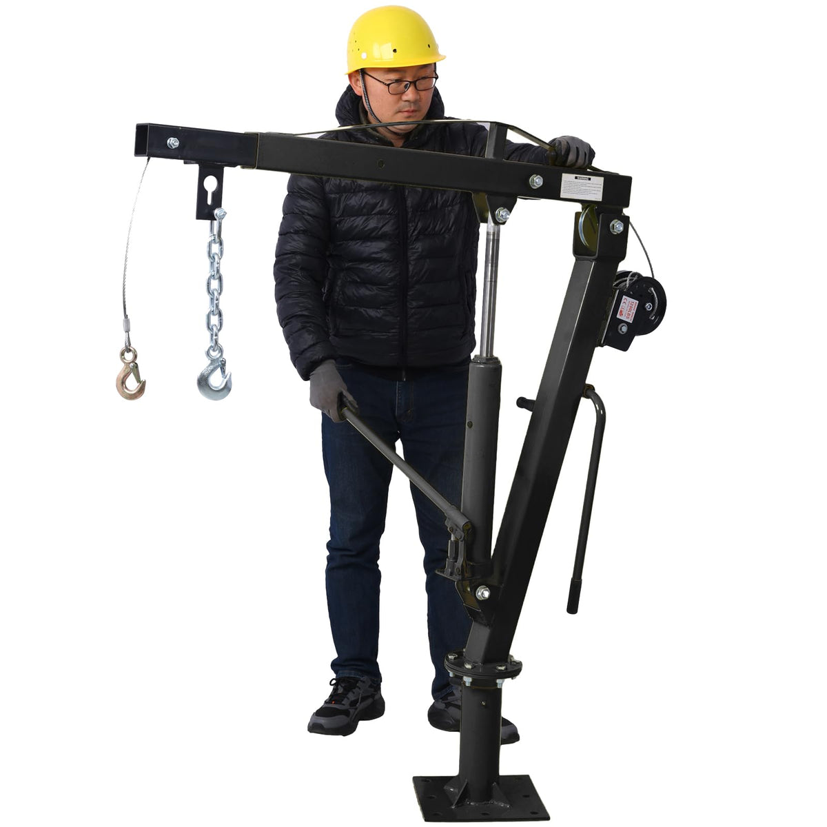 Hydraulic Pickup Truck Crane with Hand Winch, 2000-Lb. Capacity, Adjustable Boom, 360° Pivot G97292