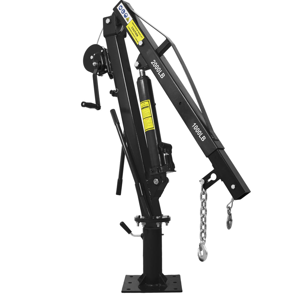 Hydraulic Pickup Truck Crane with Hand Winch, 2000-Lb. Capacity, Adjustable Boom, 360° Pivot G97292