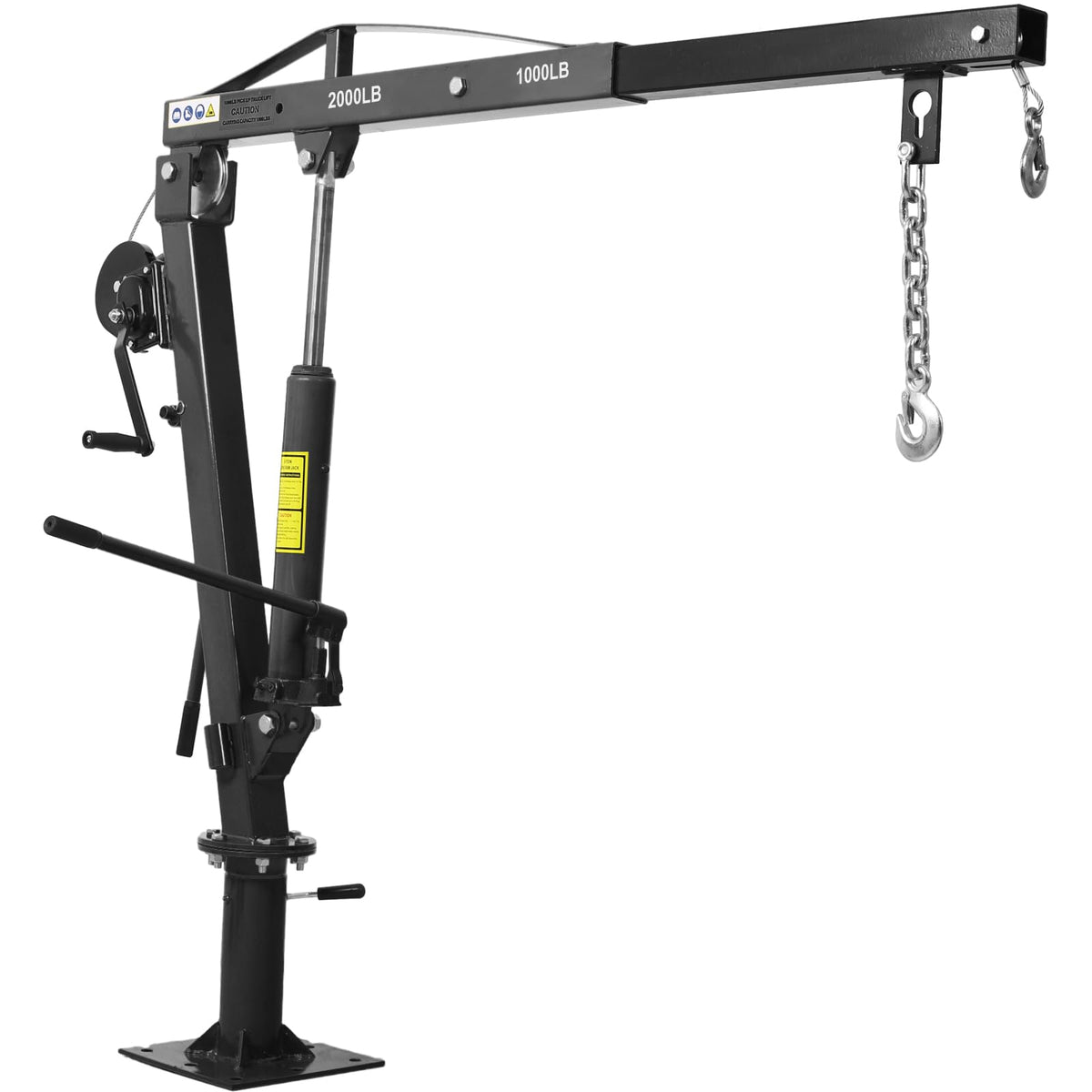 Hydraulic Pickup Truck Crane with Hand Winch, 2000-Lb. Capacity, Adjustable Boom, 360° Pivot G97292
