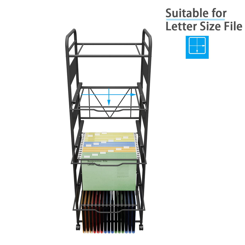 4-Tier Metal File Cart with Wheels T999