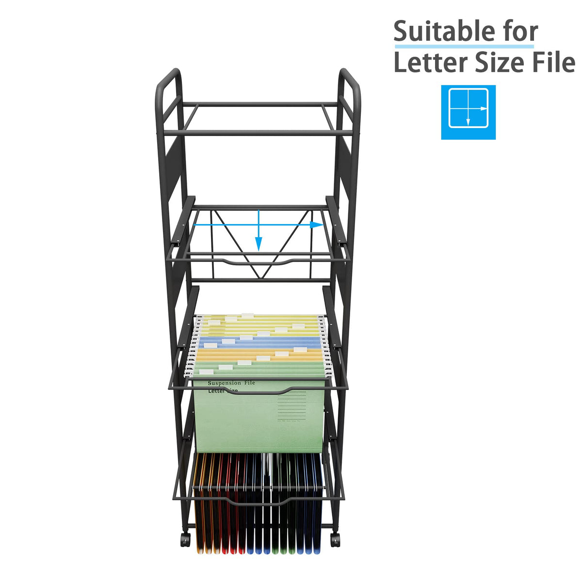 4-Tier Metal File Cart with Wheels T999
