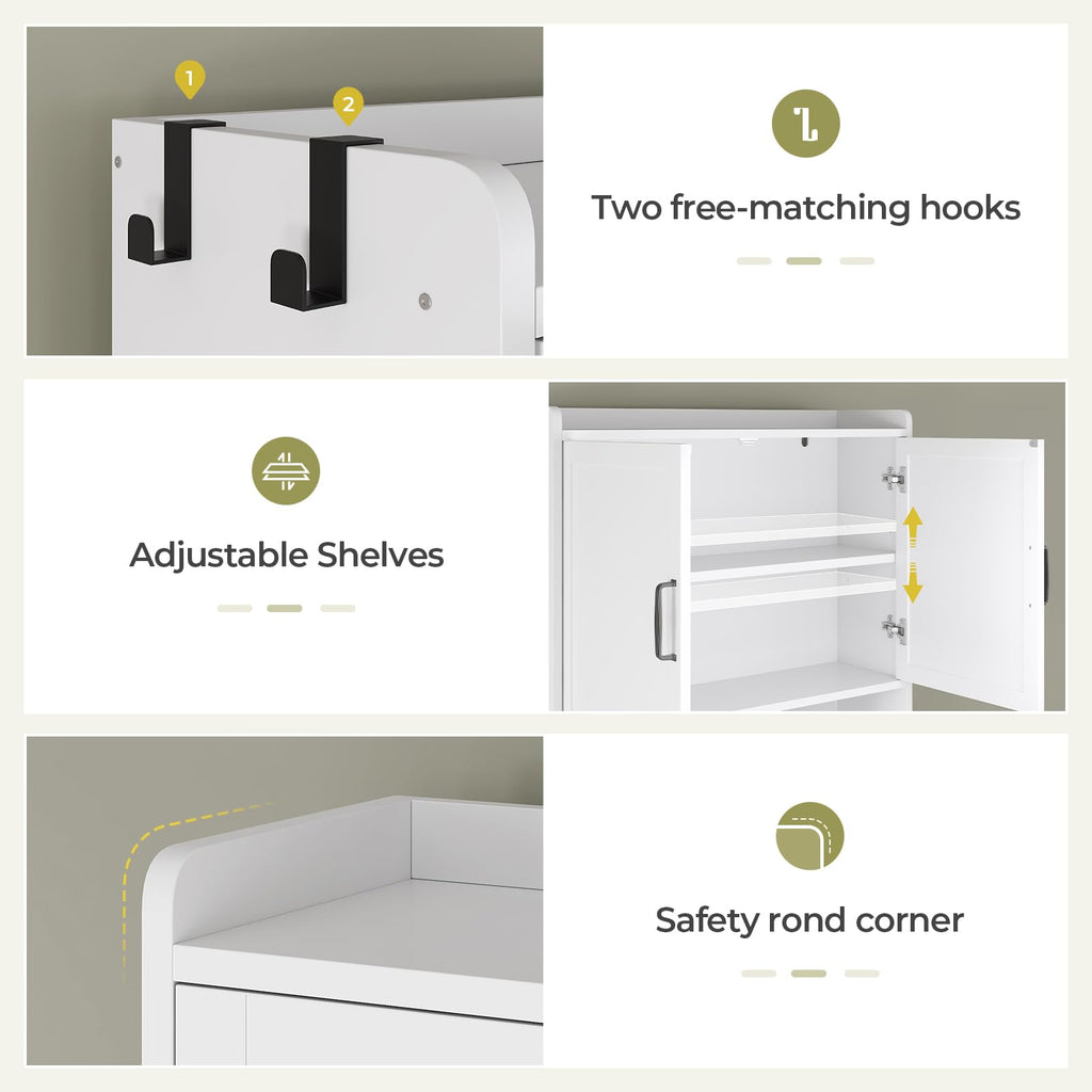White Over The Toilet Storage Cabinet with Adjustable Shelf O9801
