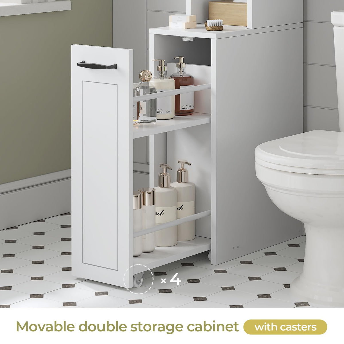 White Over The Toilet Storage Cabinet with Adjustable Shelf O9801