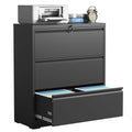 Black 3 Drawer Locking Metal File Cabinet I63478