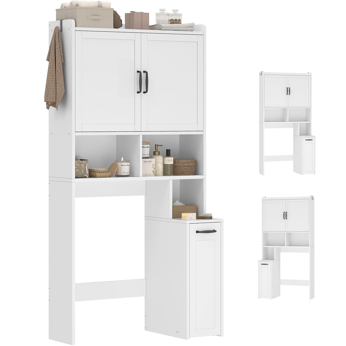 White Over The Toilet Storage Cabinet with Adjustable Shelf O9801