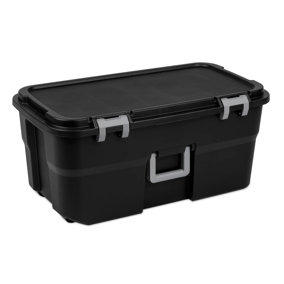 22 Gallon Black Wheeled Plastic Storage Trunk with Latching Lid L403