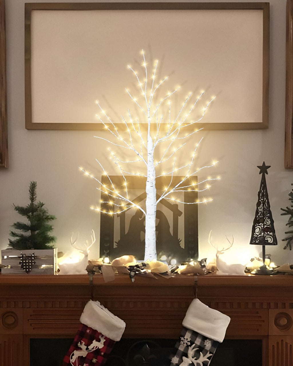 24 Inch Artificial Lighted Birch Tree with 144 LED Lights C30132