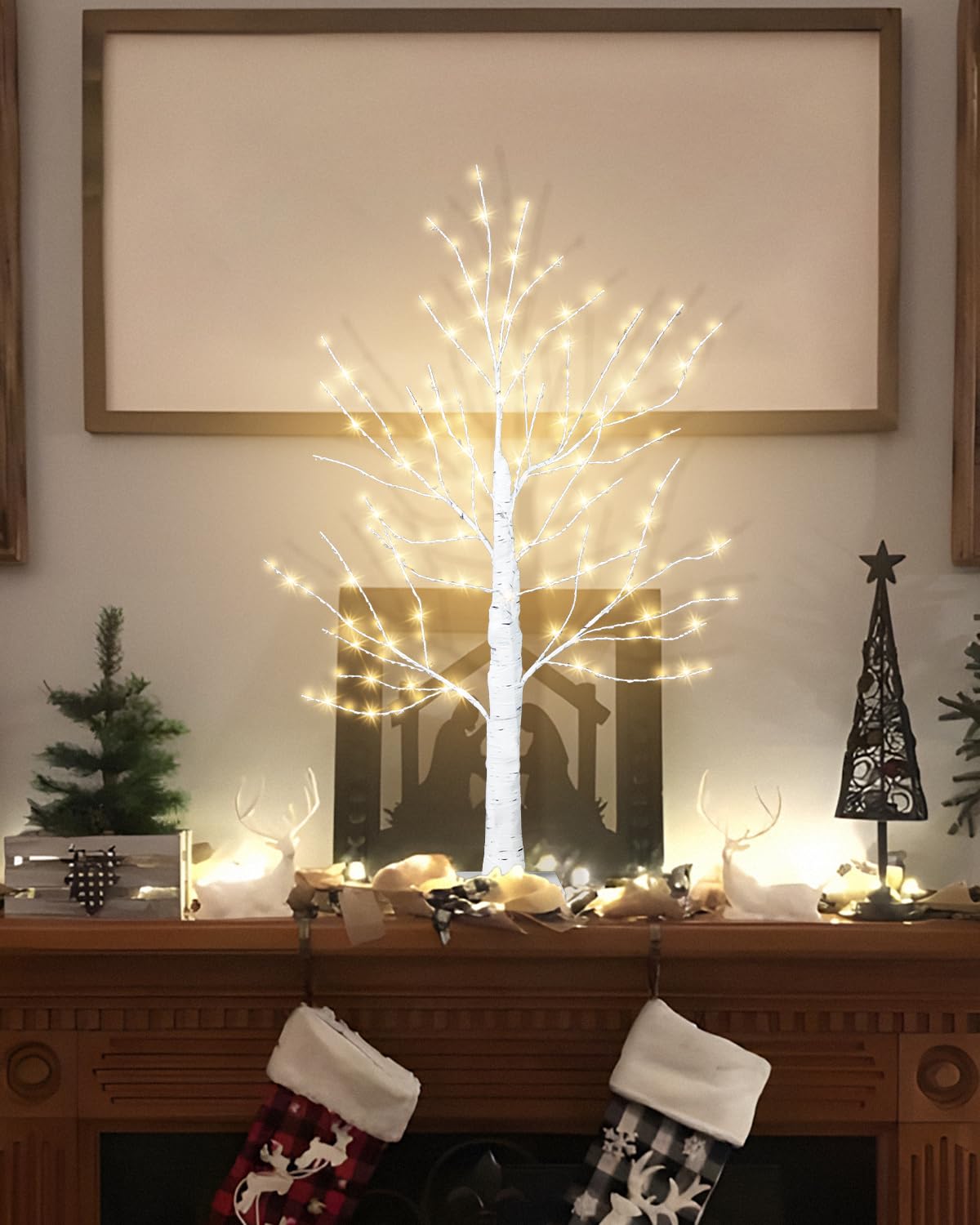 24 Inch Artificial Lighted Birch Tree with 144 LED Lights C30132