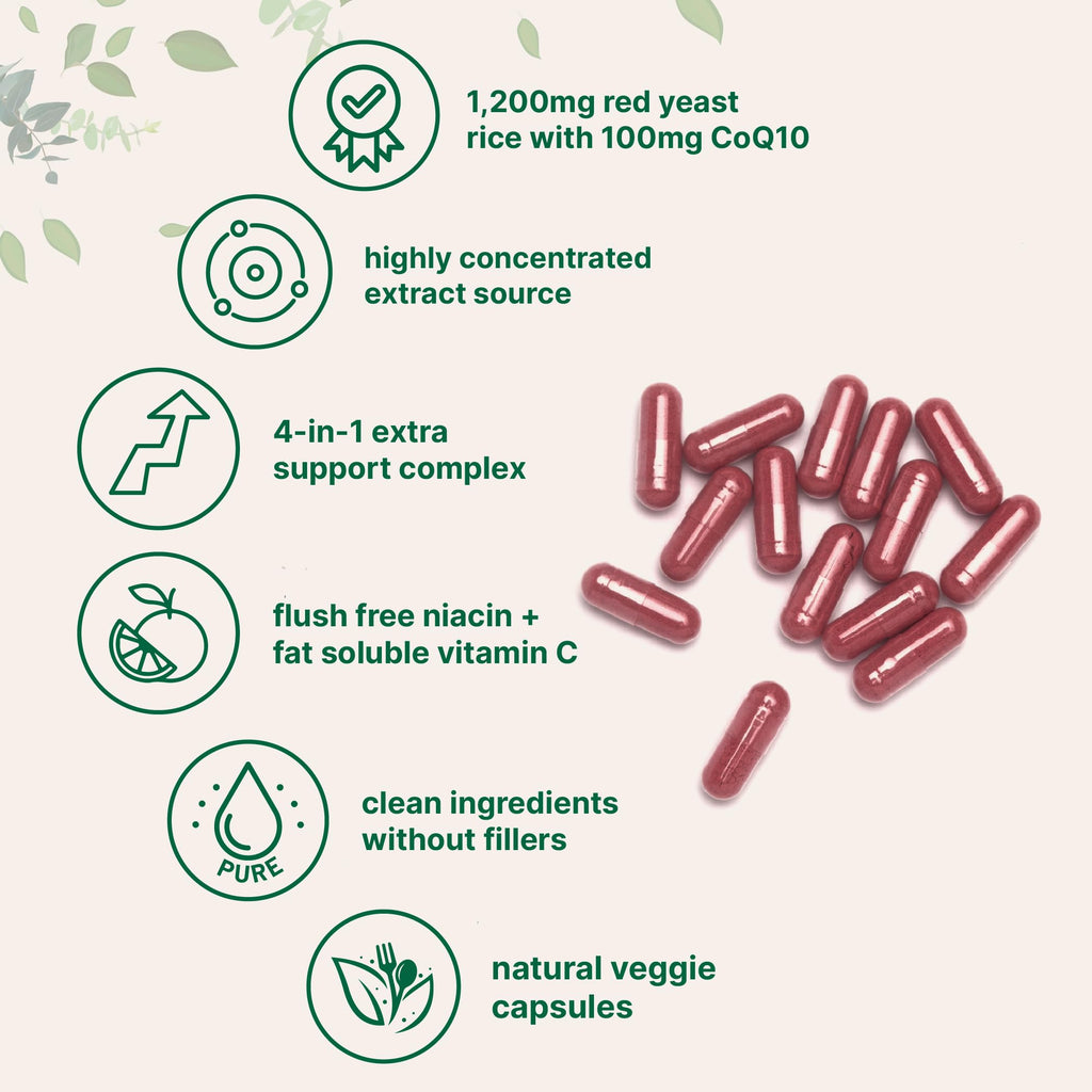 Red Yeast Rice with CoQ10 1200mg 240 Veggie Capsules A143