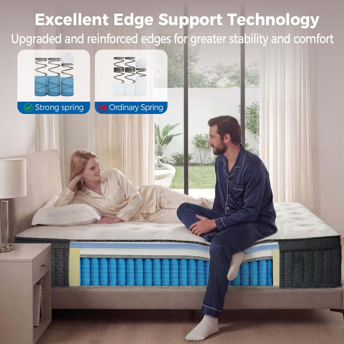Queen 12 Inch Medium Firm Hybrid Mattress in a Box N101