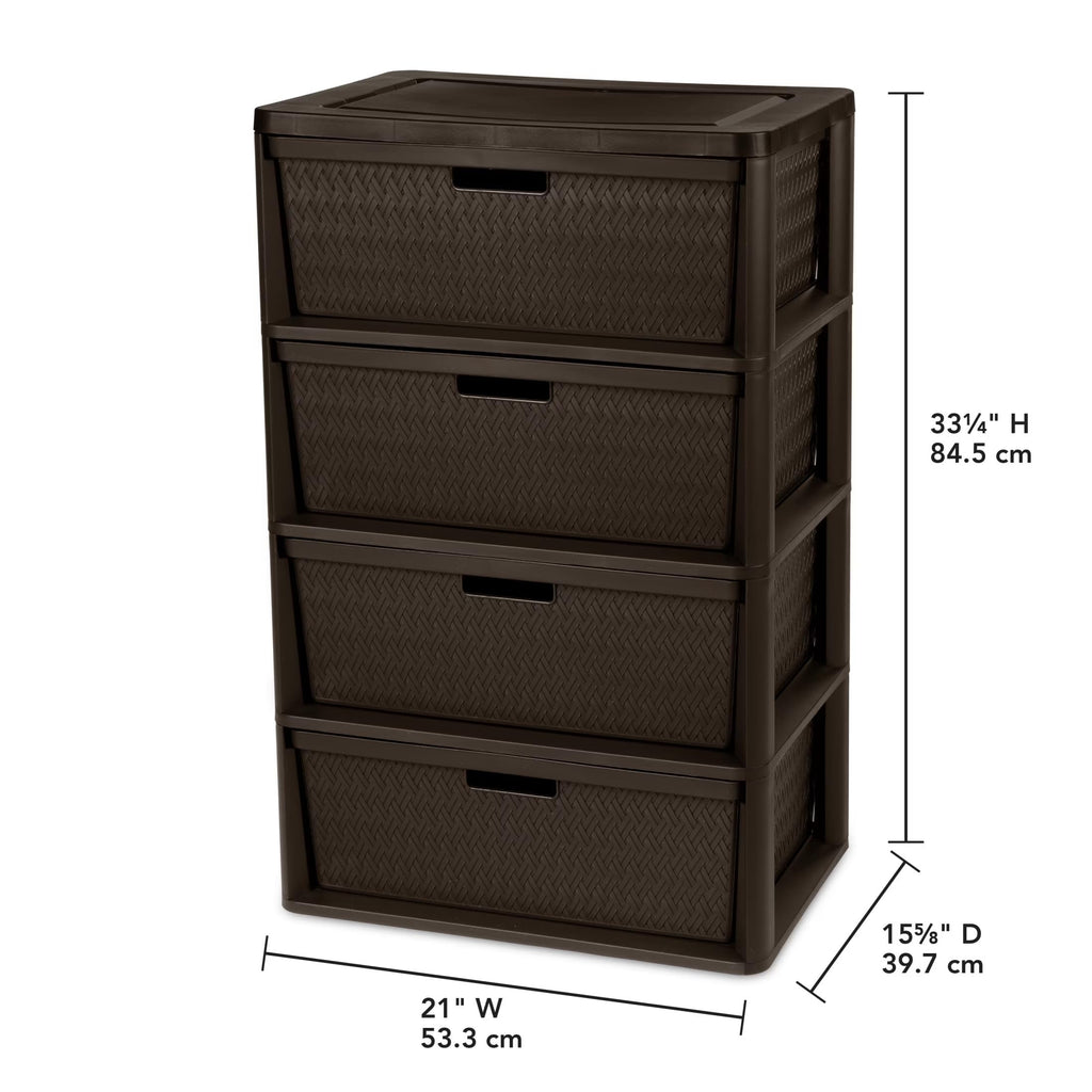 Brown 4 Drawer Plastic Storage Tower L11439