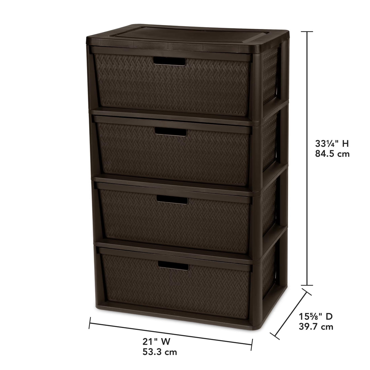 Brown 4 Drawer Plastic Storage Tower L11439