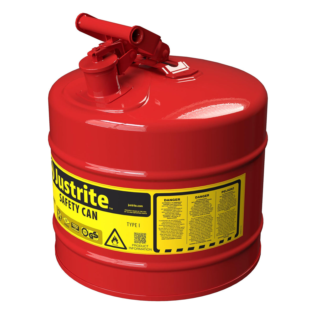 Red Galvanized Steel Gasoline Safety Can N591122