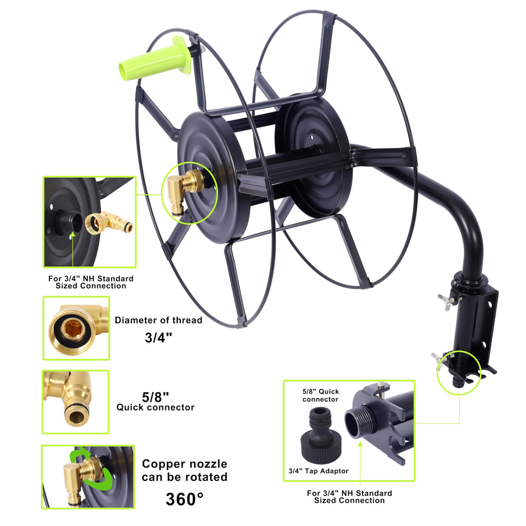 Black Heavy Duty Steel Swivel Hose Reel L326884
