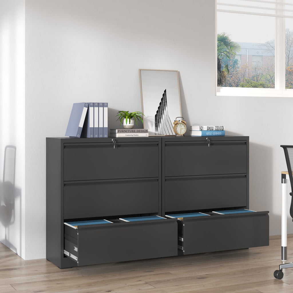 Black 3 Drawer Locking Metal File Cabinet I63478