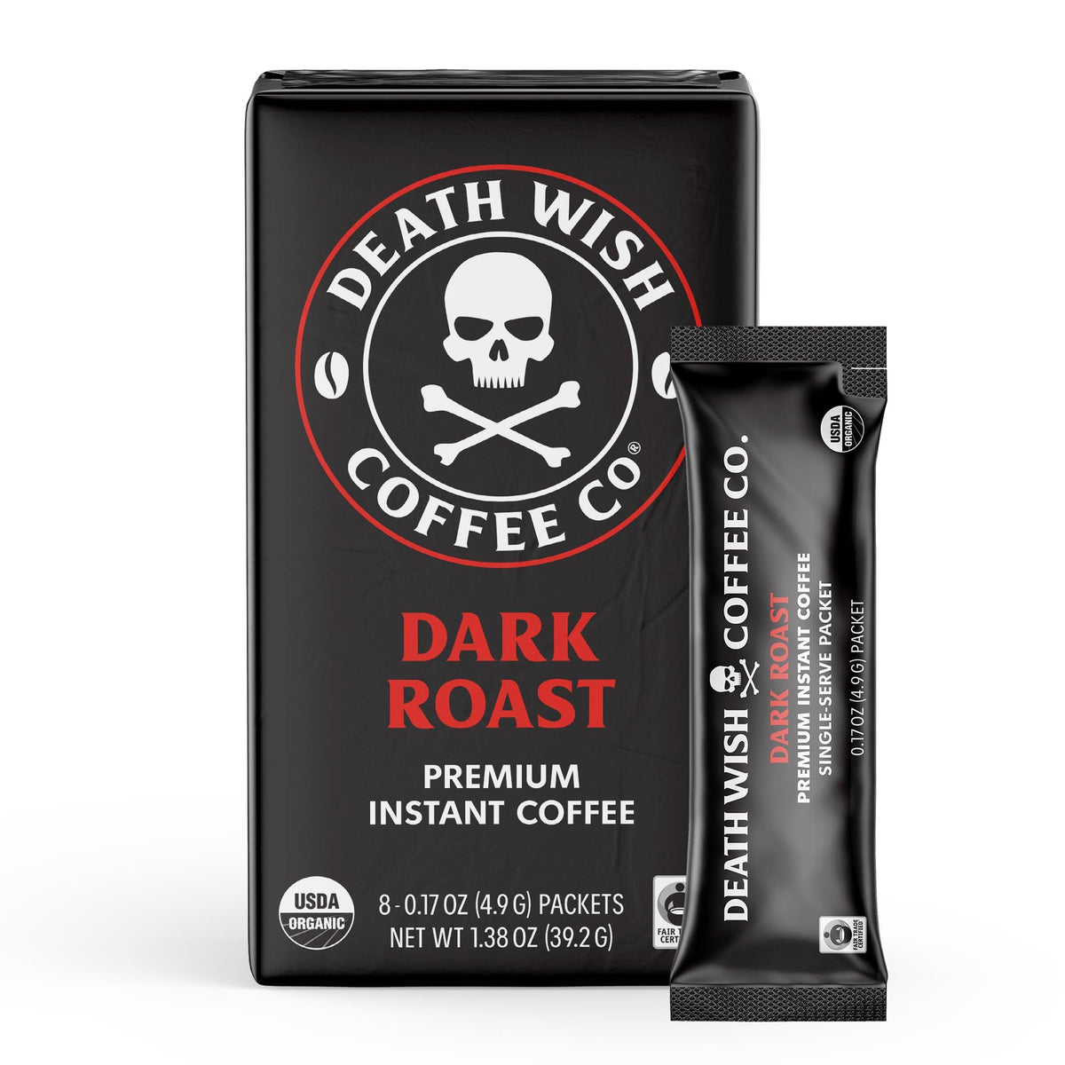 Instant Dark Roast Coffee Packets, 8 Count T99505