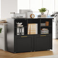 Black 2 Drawer Lateral File Cabinet with Open Storage Cubes T484380