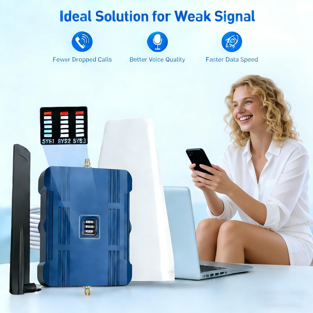Cell Phone Booster for Home & Office, Up to 3000 Sq.Ft, Supports Band 12/17/13/5 F90830