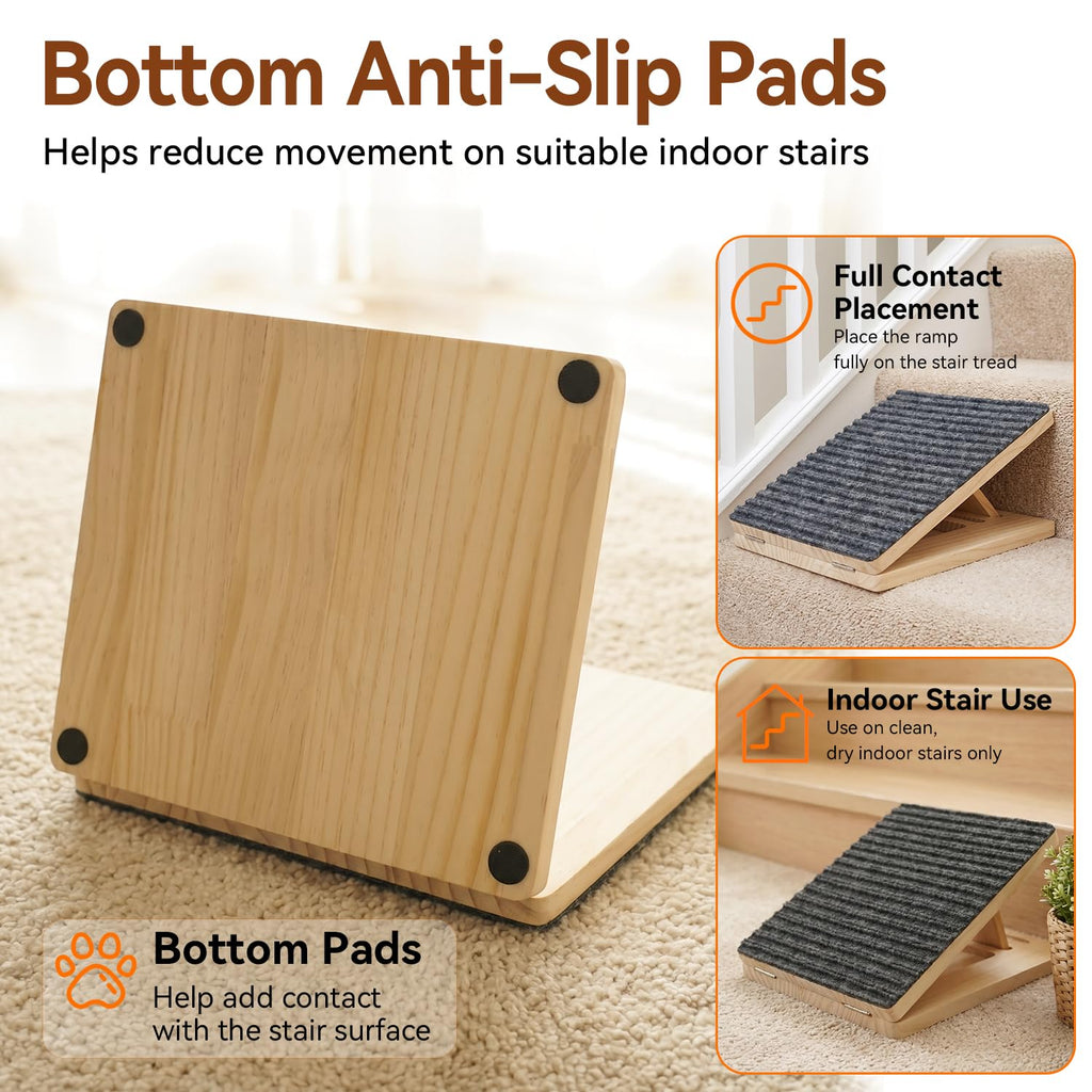Adjustable Non-Slip Wooden Dog Ramp R748360