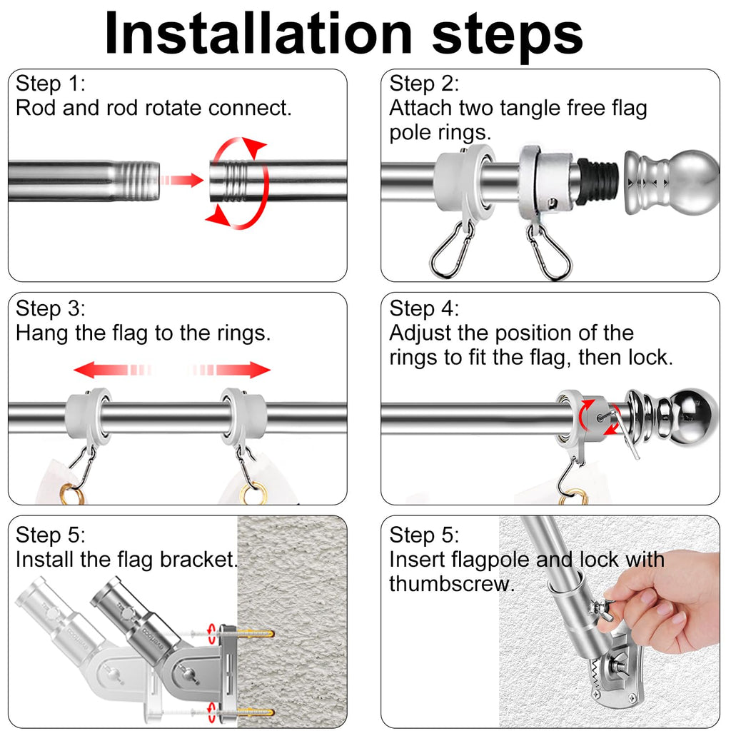 Heavy Duty Stainless Steel Flag Pole Kit B909