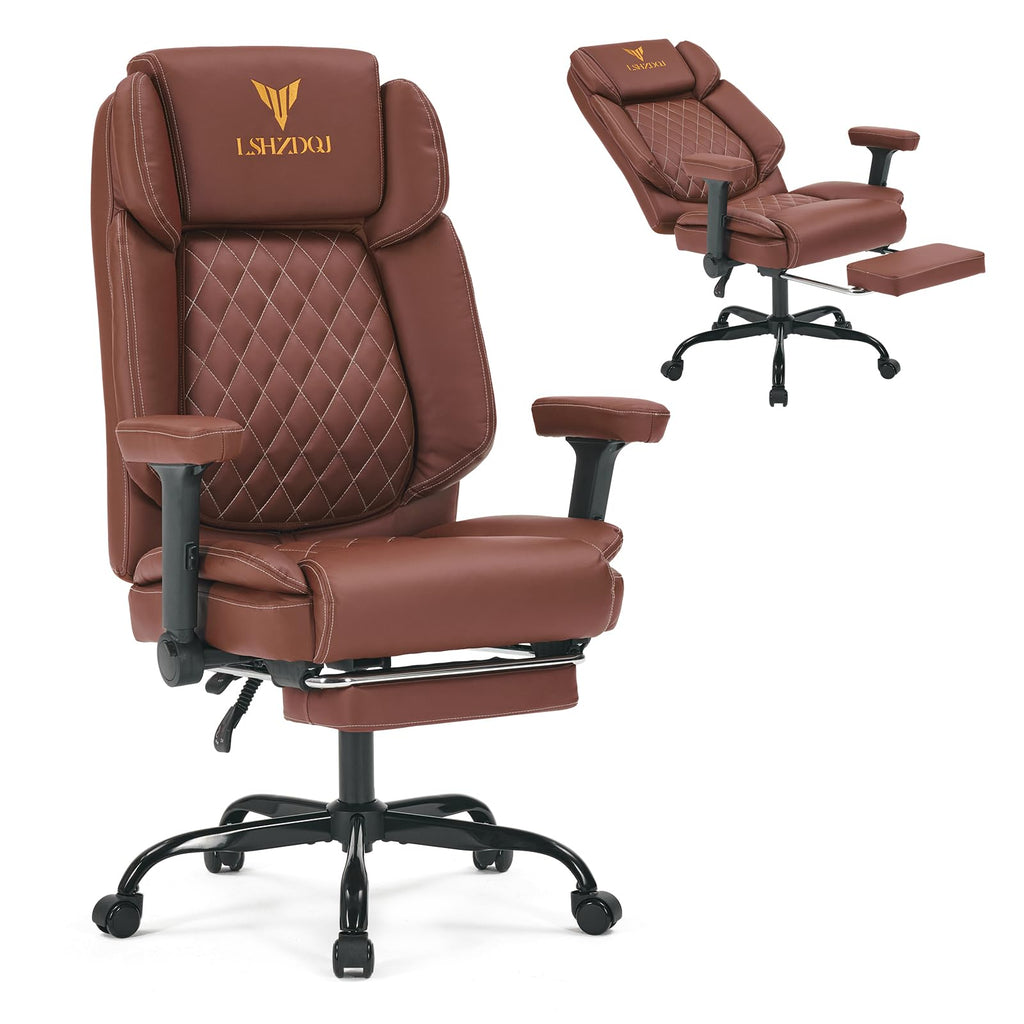 Big Tall Office Chair with Footrest Brown X71086