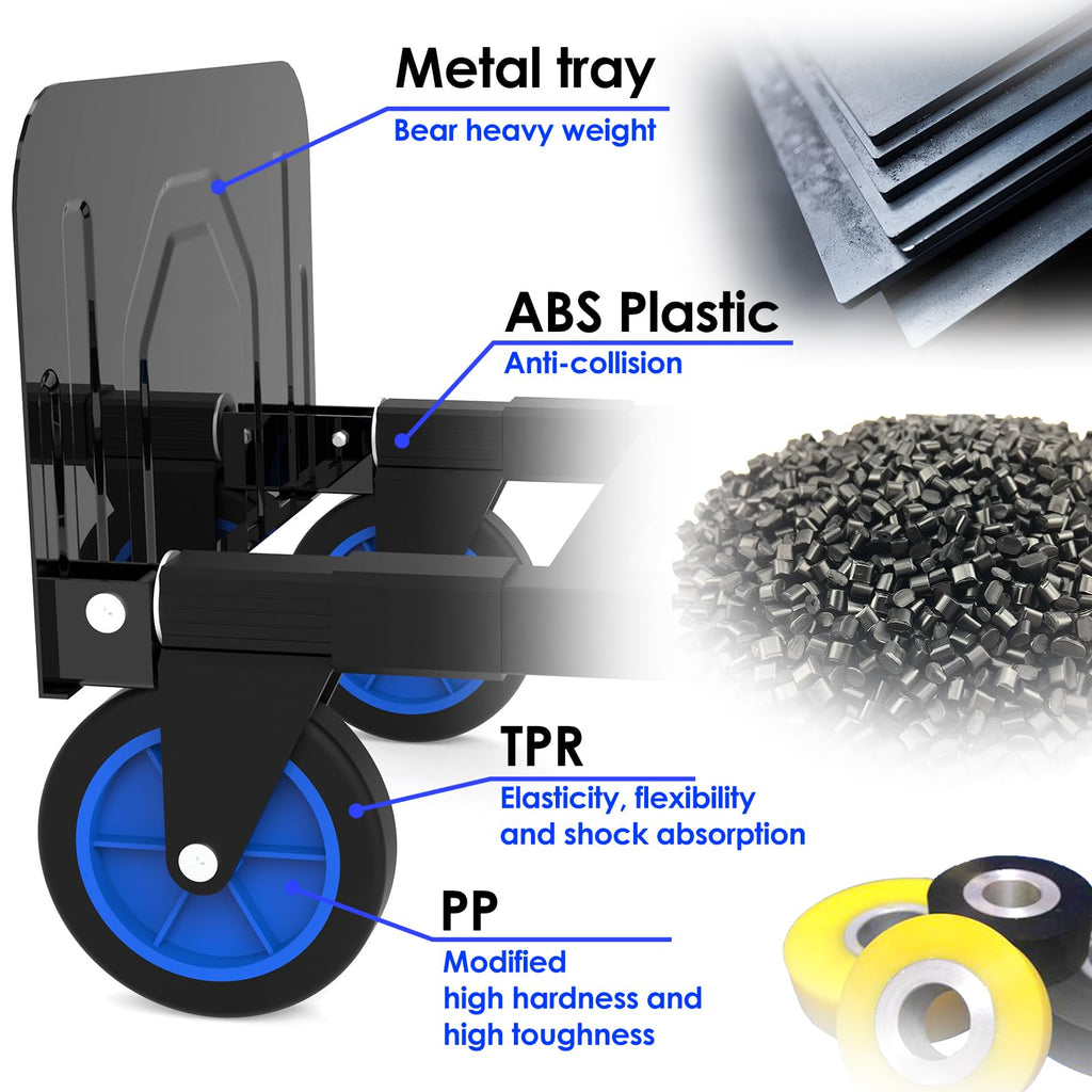 Black Convertible Hand Truck Dolly Cart with 4 Wheels, 500 Lbs Capacity C9328