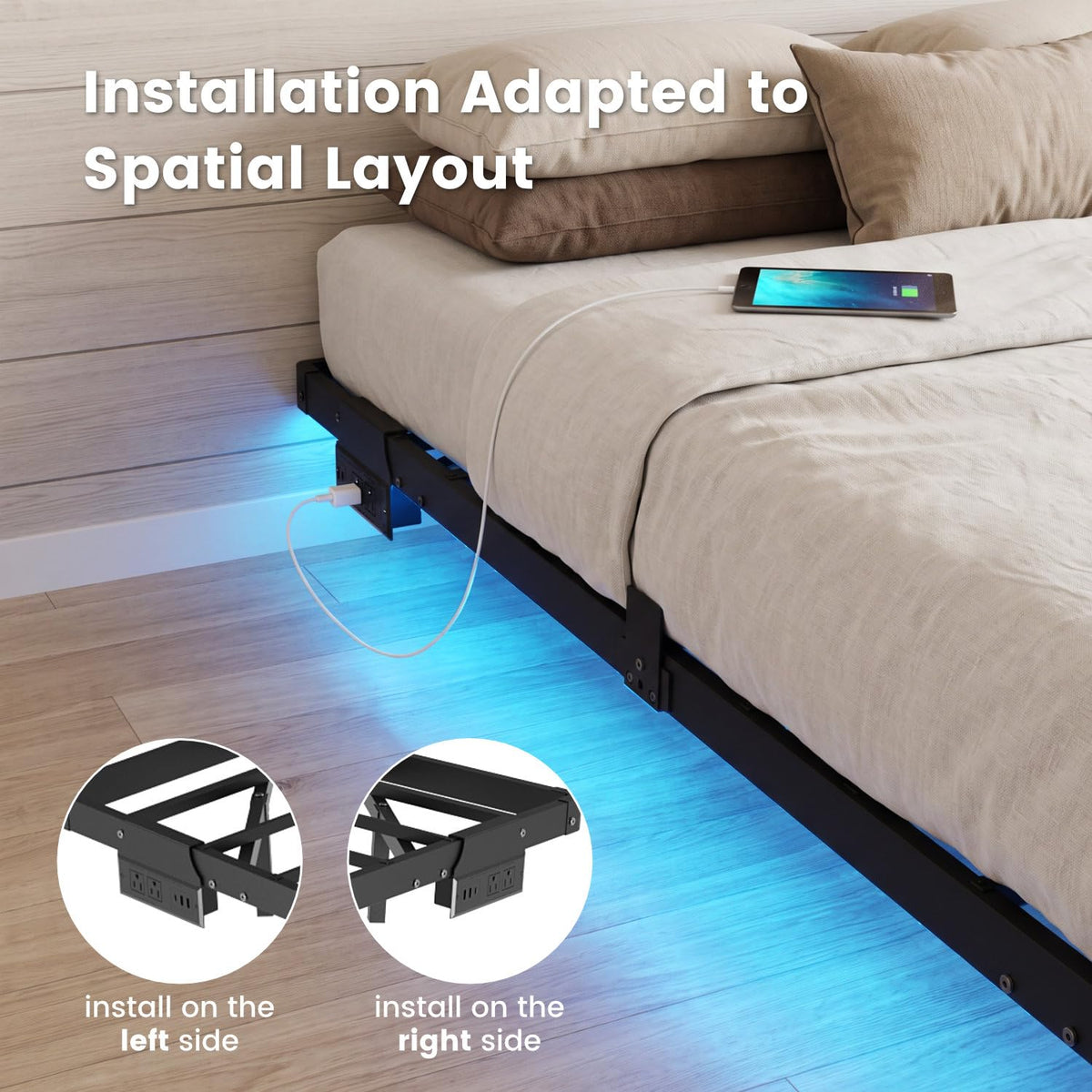 Full Floating Bed Frame with LED Lights X972