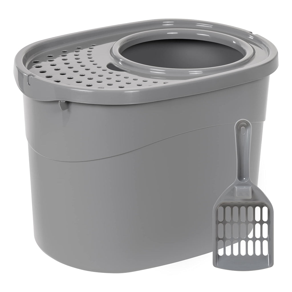 Large Top Entry Cat Litter Box with High Sides and Scoop T617